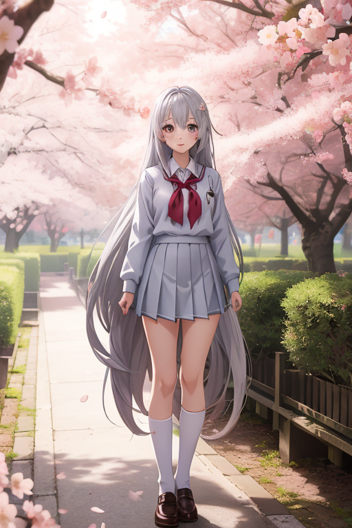 00135-4264589240-Anime girl with long silver hair, wearing a school uniform, standing in a cherry blossom garden, soft lighting, detailed backgro.png